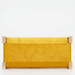 Carolina Herrera Mustard Satin Insignia Metropolitan Clutch