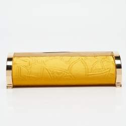 Carolina Herrera Mustard Satin Insignia Metropolitan Clutch