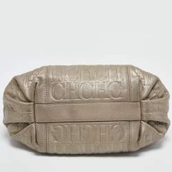 Carolina Herrera Grey Monogram Embossed Leather Chain Hobo