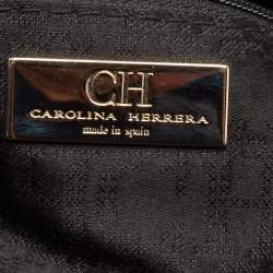 Pre Owned Carolina Herrera Black Leather Middle Zip Satchel