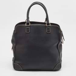 Pre Owned Carolina Herrera Black Leather Middle Zip Satchel