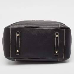 Pre Owned Carolina Herrera Black Leather Middle Zip Satchel