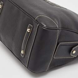 Pre Owned Carolina Herrera Black Leather Middle Zip Satchel