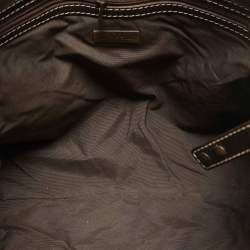 Pre Owned Carolina Herrera Brown/Beige Canvas and Leather Shopper Tote