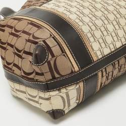 Pre Owned Carolina Herrera Brown/Beige Canvas and Leather Shopper Tote