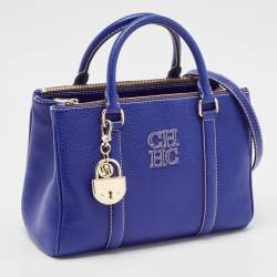 Carolina Herrera Blue Leather Matteo Tote