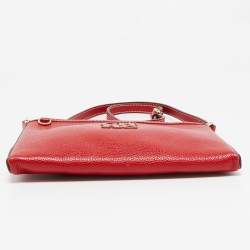 Carolina Herrera Red Leather Logo Zip Crossbody Bag