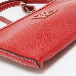 Carolina Herrera Red Leather Logo Zip Crossbody Bag