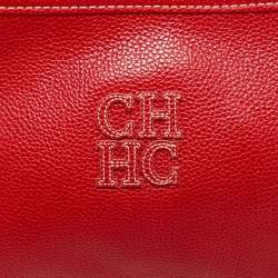 Carolina Herrera Red Leather Logo Zip Crossbody Bag