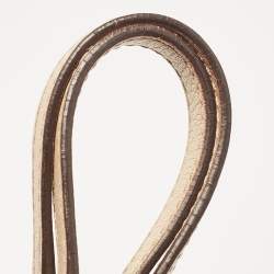 Pre Owned Carolina Herrera Beige Logo Embossed Quilted Leather Chain Tote