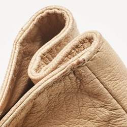 Pre Owned Carolina Herrera Beige Logo Embossed Quilted Leather Chain Tote