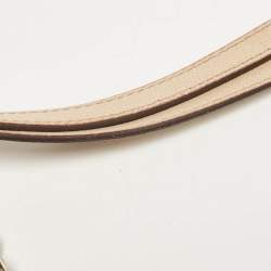 Pre Owned Carolina Herrera Beige Logo Embossed Quilted Leather Chain Tote