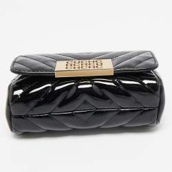 Carolina Herrera Black Chevron Patent Leather Mini Bimba Chain Bag