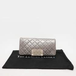 Carolina Herrera Grey Leather Pouch Clutch