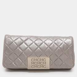 Carolina Herrera Grey Leather Pouch Clutch