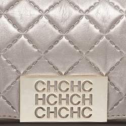 Carolina Herrera Grey Leather Pouch Clutch