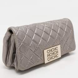 Carolina Herrera Grey Leather Pouch Clutch