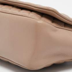 Carolina Herrera Beige Quilted Leather Flap Chain Crossbody Bag