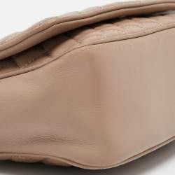Carolina Herrera Beige Quilted Leather Flap Chain Crossbody Bag