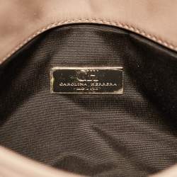Carolina Herrera Beige Quilted Leather Flap Chain Crossbody Bag