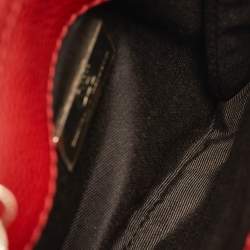Carolina Herrera Red Leather Metal Flap Chain Clutch