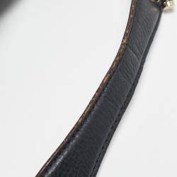 Carolina Herrera Navy Blue Monogram Embossed Leather Chain Shoulder Bag