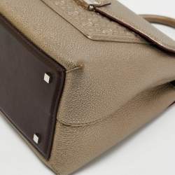 Carolina Herrera Gold Monogram Embossed Leather Flap Top Handle Bag