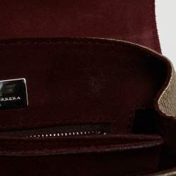 Carolina Herrera Gold Monogram Embossed Leather Flap Top Handle Bag