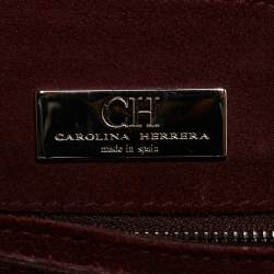 Carolina Herrera Gold Monogram Embossed Leather Flap Top Handle Bag