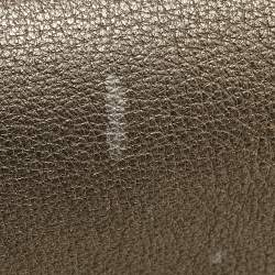 Carolina Herrera Gold Monogram Embossed Leather Flap Top Handle Bag