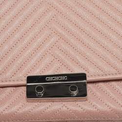 Pre Owned Carolina Herrera Light Pink Diagonal Quilt Leather Pushlock Flap Bag