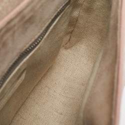 Pre Owned Carolina Herrera Light Pink Diagonal Quilt Leather Pushlock Flap Bag