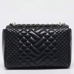 Pre Owned Carolina Herrera Black Quilted Leather Bimba Flap Shoulder Bag