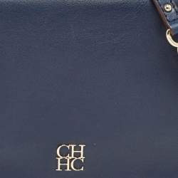 Carolina Herrera Navy Blue Leather New Baltazar Flap Shoulder Bag