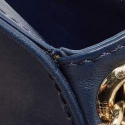 Carolina Herrera Navy Blue Leather New Baltazar Flap Shoulder Bag