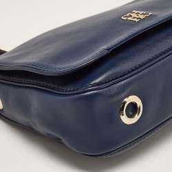 Carolina Herrera Navy Blue Leather New Baltazar Flap Shoulder Bag
