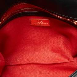 Carolina Herrera Black Embossed Leather Camelot Top Handle Bag