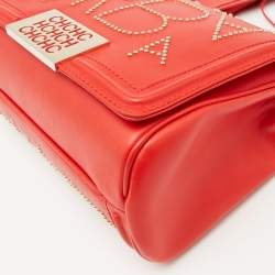 Carolina Herrera Red Leather Studded Bimba Shoulder Bag