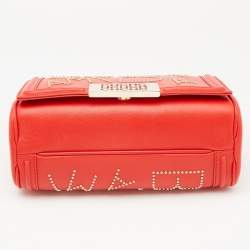 Carolina Herrera Red Leather Studded Bimba Shoulder Bag