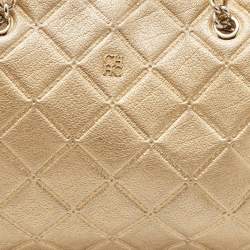 Carolina Herrera Gold Quilted Embossed Leather Chain Tote