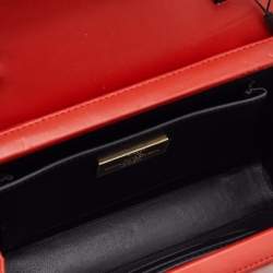 Carolina Herrera Red Logo Embossed Leather Insignia Top Handle Bag