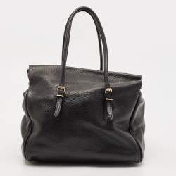 Carolina Herrera Black Leather Flap Satchel