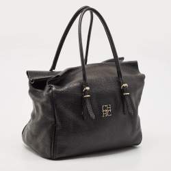 Carolina Herrera Black Leather Flap Satchel