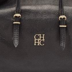 Carolina Herrera Black Leather Flap Satchel