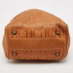 مملوكة مسبقًا Carolina Herrera Brown Monogram Embossed Leather Andy Tote