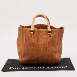 مملوكة مسبقًا Carolina Herrera Brown Monogram Embossed Leather Andy Tote