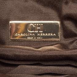Carolina Herrera Gold Monogram Embossed Leather Bow Flap Chain Bag