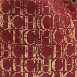 Carolina Herrera Red/Gold Monogram Leather Chain Tote