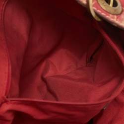 Carolina Herrera Red/Gold Monogram Leather Chain Tote