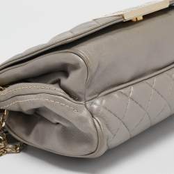 Carolina Herrera Grey Quilted Leather Bimba Tassel Shoulder Bag